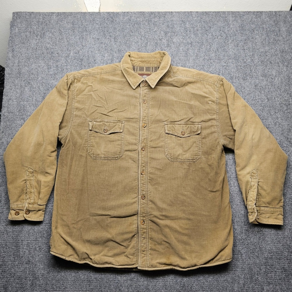 Levi Strauss Mens Tan Brown Corduroy Button Down Shirt Long Sleeve XL